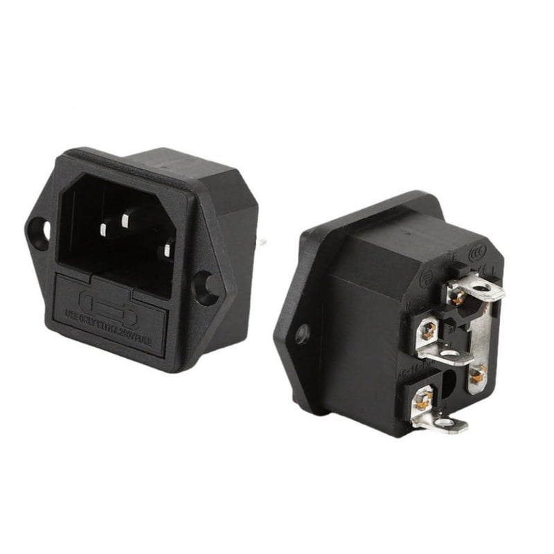 ZYAMY 4PCS IEC320 Installation Inlet Module Plug C14 Power Connector Socket AC 250V 10A 3-pin Panel Mount Adapter for Computer Host Monitor Socket Fuse Holder - Image 3